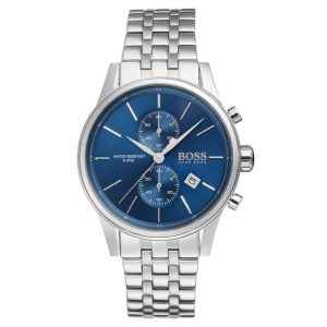 Montre homme Hugo Boss 44 mm réf. 1513384, bracelet acier, mouvement quartz chronographe – vue de face | Horlova Maroc