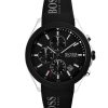 Montre homme Hugo Boss 44 mm réf. 1513716, bracelet silicone, mouvement quartz chronographe – vue de face | Horlova Maroc