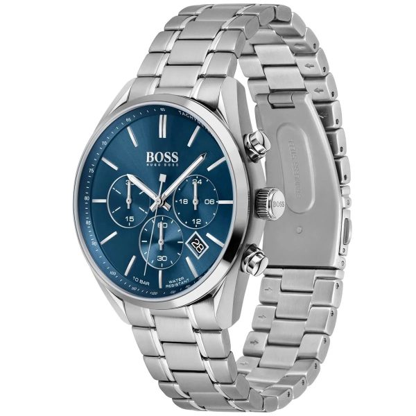 Montre homme Hugo Boss réf. 1513818, mouvement quartz, boîtier 44 mm, acier inoxydable – vue principale, Horlova Maroc