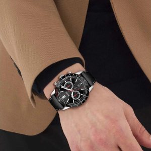 Montre homme Hugo Boss réf. 1513920, chronographe quartz, boîtier 44 mm, cuir, étanche 50 m – vue principale, Horlova Maroc
