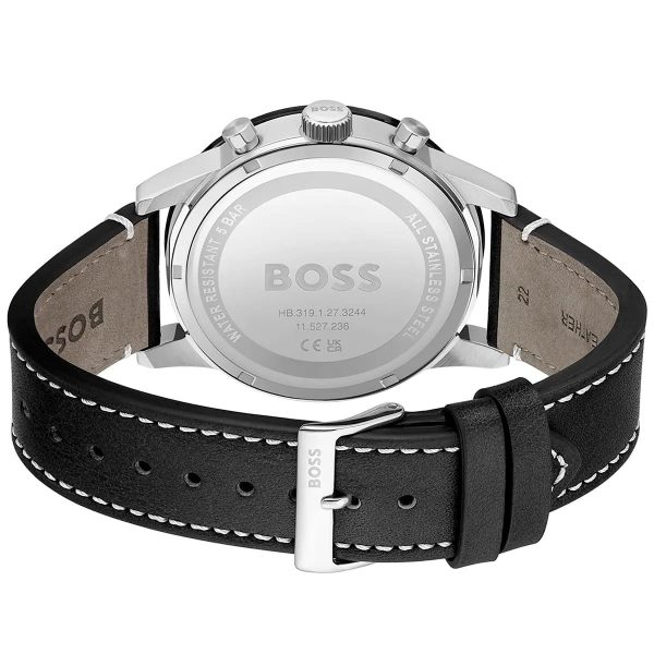Montre homme Hugo Boss réf. 1513920, chronographe quartz, boîtier 44 mm, cuir, étanche 50 m – troisième vue