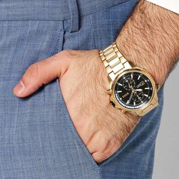 Montre homme Hugo Boss réf. 1513932, chronographe quartz, boîtier 44 mm, acier inoxydable, étanche 100 m – vue principale, Horlova Maroc