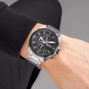 Montre homme Hugo Boss réf. 1513949, chronographe quartz, boîtier 44 mm, acier inoxydable, étanche 50 m – vue principale, Horlova Maroc