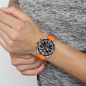 Montre homme Hugo Boss réf. 1513970, chronographe quartz, boîtier 44 mm, silicone, étanche 50 m – vue principale, Horlova Maroc