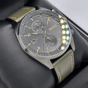 Montre homme Hugo Boss réf. 1514148, mouvement quartz, boîtier 44 mm, acier inoxydable, cuir, verre minéral – vue principale, Horlova Maroc