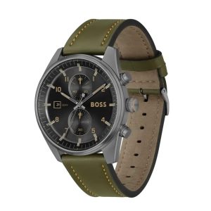 Montre homme Hugo Boss réf. 1514148, mouvement quartz, boîtier 44 mm, acier inoxydable, cuir, verre minéral – deuxième vue