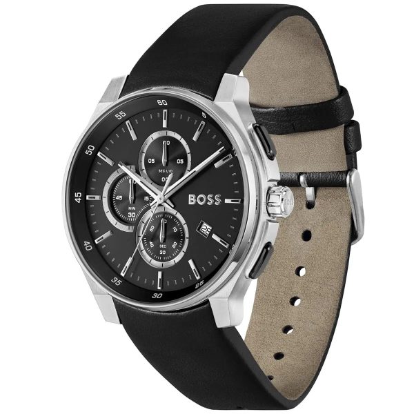 Montre homme Hugo Boss réf. 1514188, chronographe quartz, boîtier 44 mm, cuir, étanche 30 m – deuxième vue