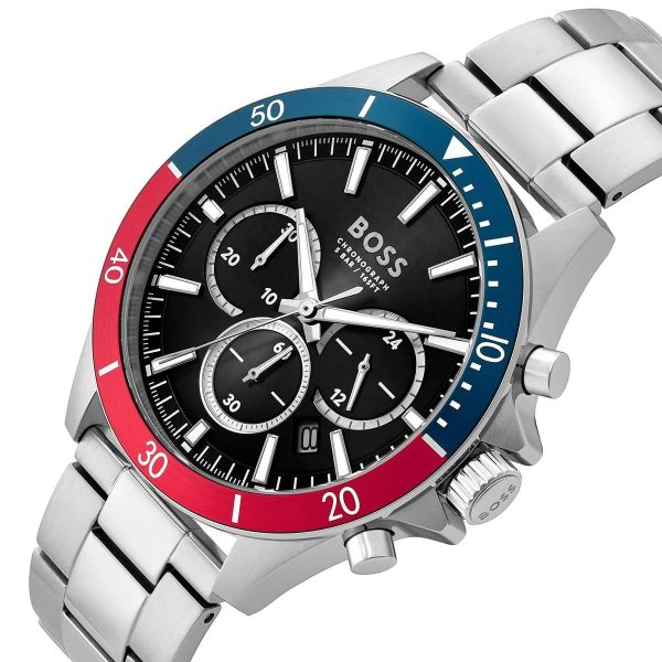 Montre homme Hugo Boss réf. 1514108, chronographe quartz, boîtier 45 mm, acier inoxydable, étanche 50 m – troisième vue