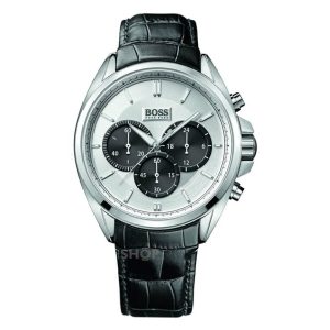 Montre homme Hugo Boss réf. 1512880, boîtier 46 mm, acier inoxydable, cuir, verre minéral – vue principale, Horlova Maroc