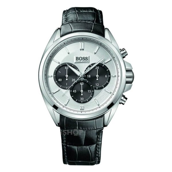 Montre homme Hugo Boss réf. 1512880, boîtier 46 mm, acier inoxydable, cuir, verre minéral – vue principale, Horlova Maroc