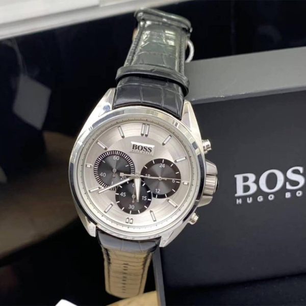 Montre homme Hugo Boss réf. 1512880, boîtier 46 mm, acier inoxydable, cuir, verre minéral – quatrième vue