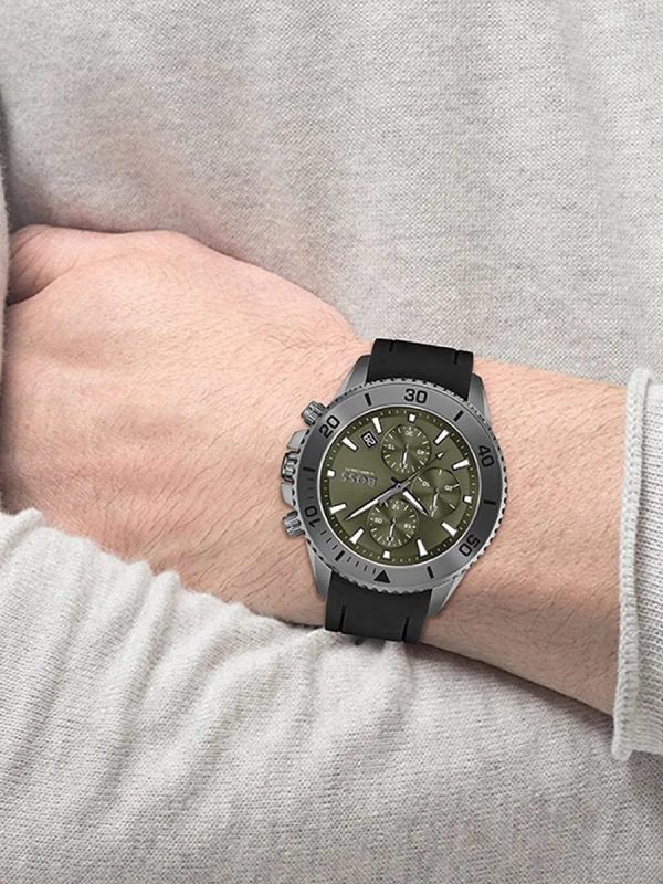 Montre homme Hugo Boss Admiral réf. 1513967, chronographe quartz, boîtier 46 mm, acier inoxydable, silicone – deuxième vue