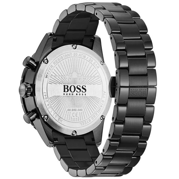 Montre homme Hugo Boss Aero 44 mm réf. 1513771, cadran noir, mouvement quartz – vue rapprochée