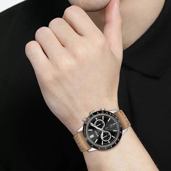 Montre homme Hugo Boss Allure réf. 1513964, chronographe quartz, boîtier 44 mm, cuir, étanche 50 m – quatrième vue
