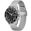 Montre homme Hugo Boss Amiral 46 mm réf. 1513904, cadran noir, bracelet acier – vue de trois-quarts