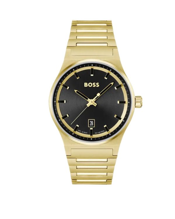 Montre homme Hugo Boss Candor 41 mm réf. 1514077, bracelet acier, mouvement quartz – vue de face | Horlova Maroc