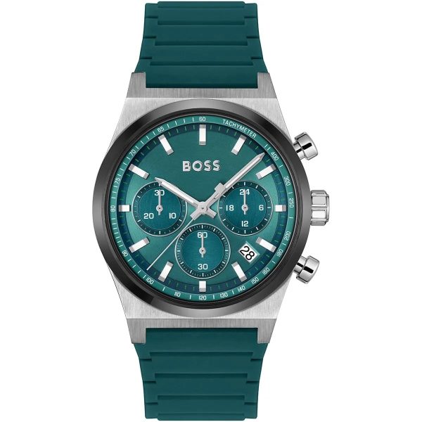 Montre homme Hugo Boss Candor réf. 1514244, chronographe quartz, boîtier 41 mm, silicone, étanche 50 m – vue principale, Horlova Maroc