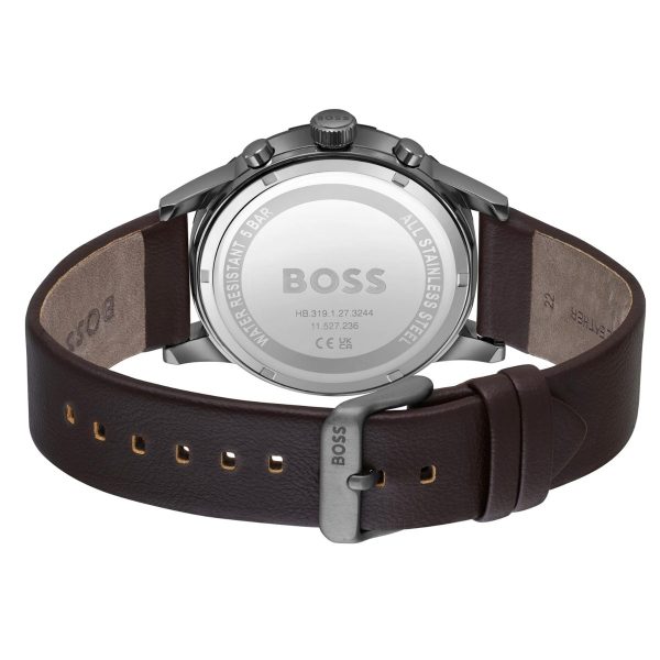 Montre homme Hugo Boss Classic réf. 1514030, mouvement solaire, boîtier 41 mm, acier inoxydable, cuir, verre minéral – troisième vue