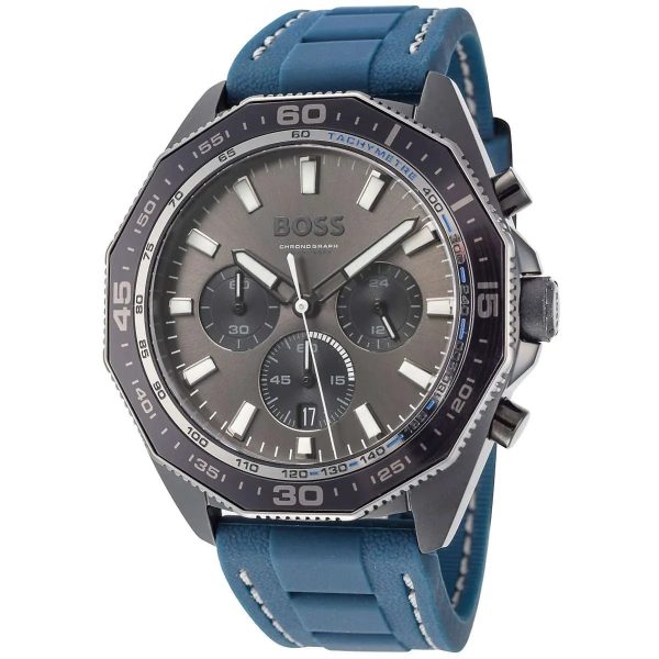 Montre homme Hugo Boss Classic réf. 1513972, chronographe quartz, boîtier 44 mm, acier inoxydable, silicone, verre minéral – troisième vue