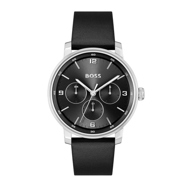 Montre homme Hugo Boss Contender réf. 1514125, mouvement quartz, boîtier 44 mm, cuir, verre minéral – vue principale, Horlova Maroc