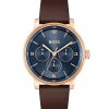 Montre homme Hugo Boss Contender réf. 1514126, mouvement quartz, boîtier 44 mm, cuir, verre minéral – vue principale, Horlova Maroc