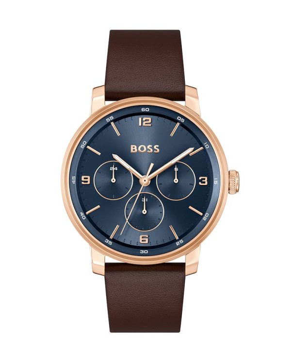 Montre homme Hugo Boss Contender réf. 1514126, mouvement quartz, boîtier 44 mm, cuir, verre minéral – vue principale, Horlova Maroc