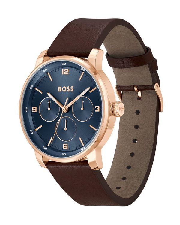 Montre homme Hugo Boss Contender réf. 1514126, mouvement quartz, boîtier 44 mm, cuir, verre minéral, étanche 50 m – deuxième vue