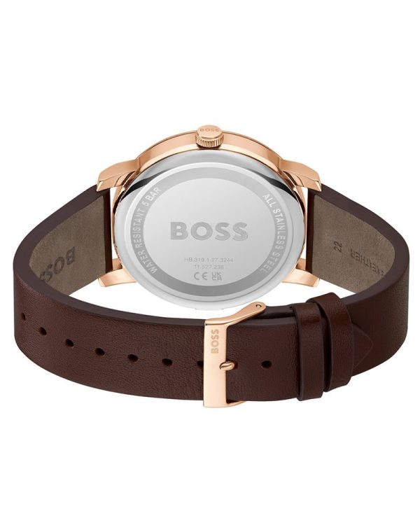 Montre homme Hugo Boss Contender réf. 1514126, mouvement quartz, boîtier 44 mm, cuir, verre minéral, étanche 50 m – troisième vue