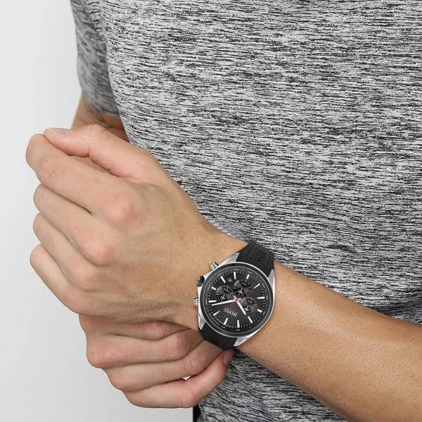 Montre homme Hugo Boss Distinct réf. 1513855, mouvement quartz, boîtier 46 mm, silicone, étanche 50 m – vue principale, Horlova Maroc