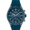 Montre homme Hugo Boss Distinct 46 mm réf. 1513856, cadran bleu, bracelet caoutchouc, mouvement quartz – vue de face | Horlova Maroc