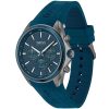 Montre homme Hugo Boss Distinct 46 mm réf. 1513856, cadran bleu, bracelet caoutchouc – vue de trois-quarts