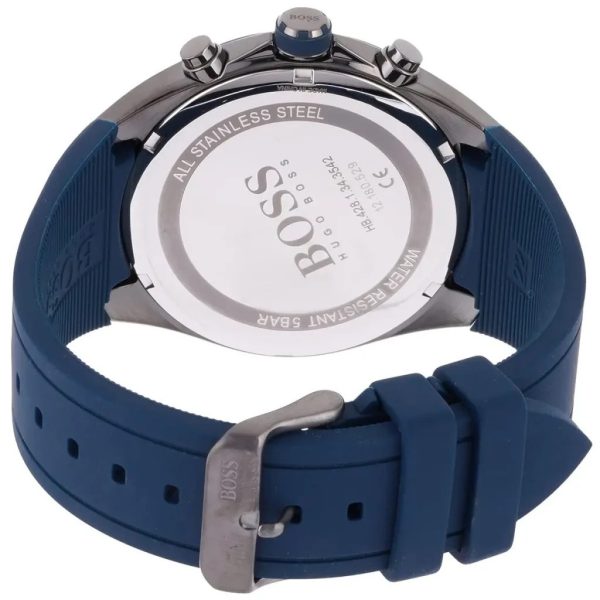 Montre homme Hugo Boss Distinct 46 mm réf. 1513856, cadran bleu, bracelet caoutchouc – autre angle