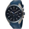 Montre homme Hugo Boss Distinct 46 mm réf. 1513856, cadran bleu, bracelet caoutchouc – vue rapprochée