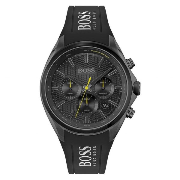 Montre homme Hugo Boss Distinct réf. 1513859, chronographe quartz, boîtier 46 mm, acier inoxydable, silicone – vue principale, Horlova Maroc