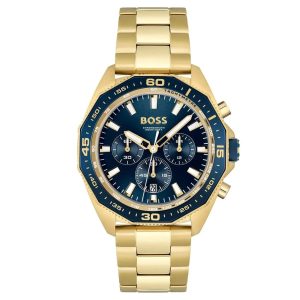 Montre homme Hugo Boss Energy 44 mm réf. 1513973, cadran bleu, bracelet acier – vue de trois-quarts