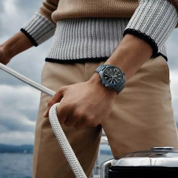 Montre homme Hugo Boss Globetrotter réf. 1513824, mouvement quartz, boîtier 46 mm, acier inoxydable – vue principale, Horlova Maroc