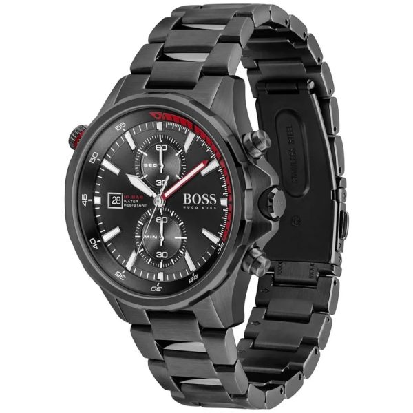 Montre homme Hugo Boss Globetrotter réf. 1513825, chronographe quartz, boîtier 46 mm, acier inoxydable, étanche 100 m – quatrième vue