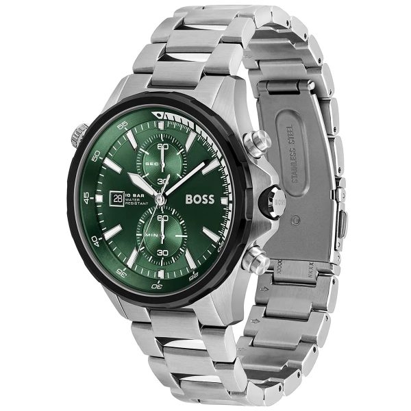 Montre homme Hugo Boss Globetrotter réf. 1513930, chronographe quartz, boîtier 46 mm, acier inoxydable, étanche 100 m – troisième vue