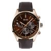 Montre homme Hugo Boss Grand Prix 44 mm réf. 1513605, cadran marron, mouvement quartz chronographe – vue de face | Horlova Maroc