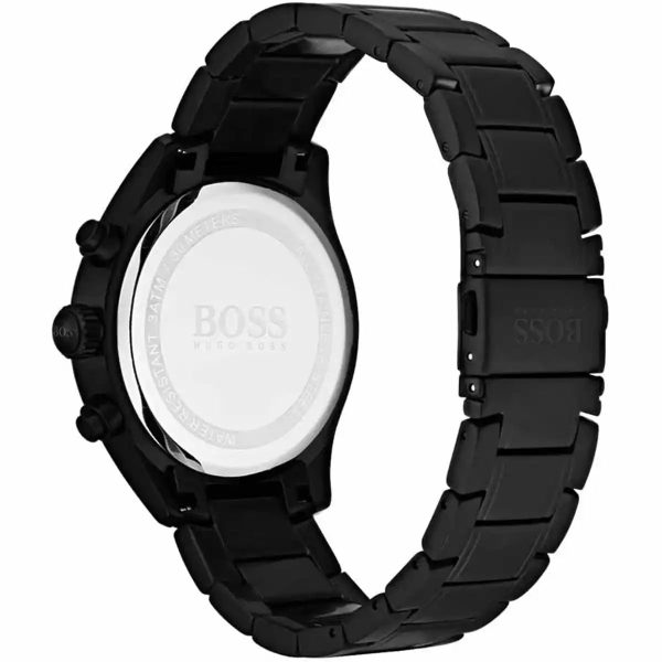 Montre homme Hugo Boss Grand Prix 44 mm réf. 1513676, cadran noir, mouvement quartz – vue de trois-quarts