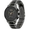 Montre homme Hugo Boss Grandmaster 44 mm réf. 1513814, cadran noir, bracelet acier – vue de trois-quarts