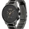 Montre homme Hugo Boss Grandmaster 44 mm réf. 1513814, cadran noir, bracelet acier – vue rapprochée