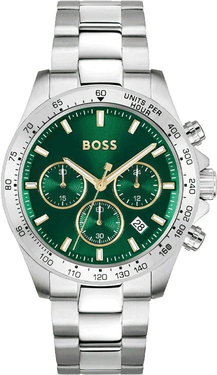 Montre homme Hugo Boss Hero réf. 1514217, chronographe quartz, boîtier 45 mm, acier inoxydable, étanche 50 m – vue principale, Horlova Maroc