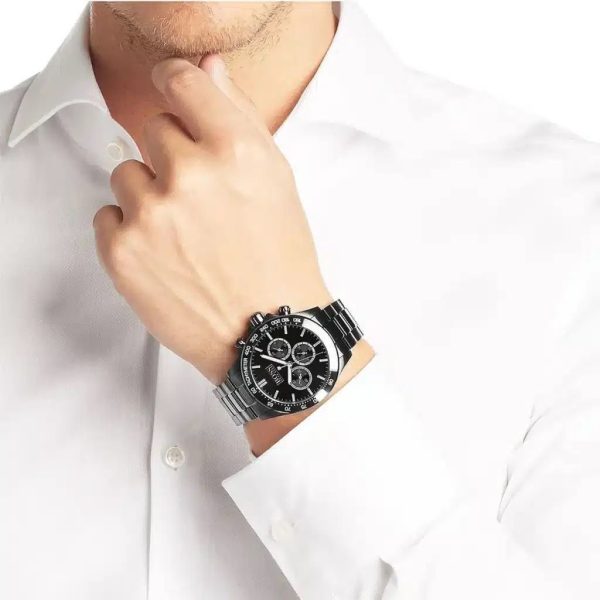 Montre homme Hugo Boss Ikon réf. 1512961, mouvement quartz, boîtier 44 mm, acier inoxydable, étanche 100 m – vue principale, Horlova Maroc