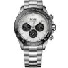 Montre homme Hugo Boss Ikon 44 mm réf. 1512964, cadran argenté, bracelet acier, mouvement quartz – vue de face | Horlova Maroc