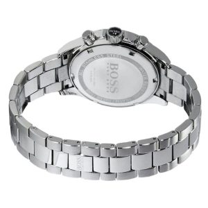 Montre homme Hugo Boss Ikon 44 mm réf. 1512964, cadran argenté, bracelet acier – vue de trois-quarts