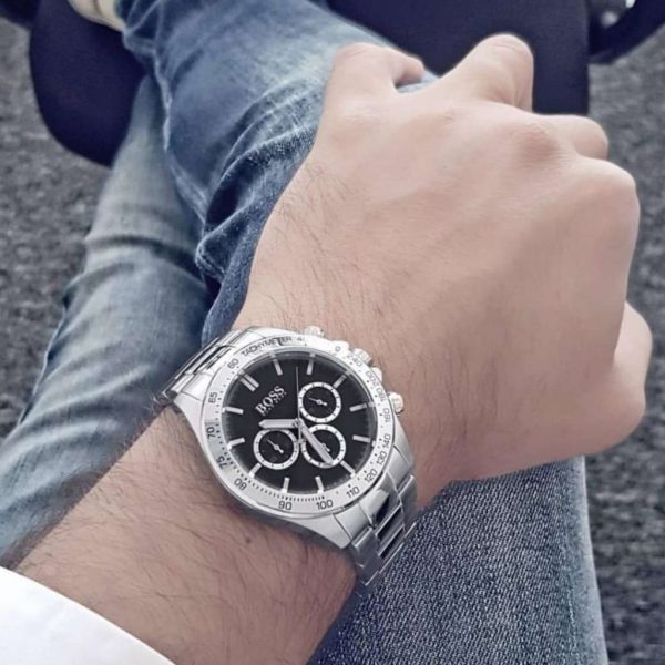 Montre homme Hugo Boss Ikon réf. 1512965, chronographe quartz, boîtier 44 mm, acier inoxydable – vue principale, Horlova Maroc