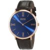 Montre homme Hugo Boss Jackson 40 mm réf. 1513458, cadran bleu, bracelet cuir – autre angle