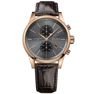 Montre homme Hugo Boss Jet réf. 1513281, boîtier 41 mm, cuir, verre minéral – vue principale, Horlova Maroc