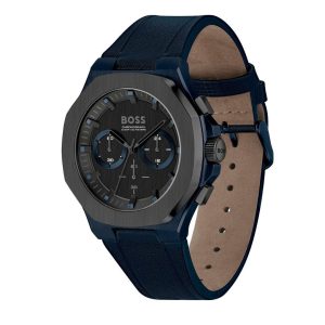 Montre homme Hugo Boss Modèle réf. 1514086, chronographe quartz, boîtier 44 mm, cuir, verre minéral – deuxième vue